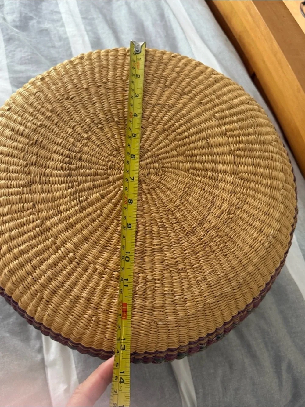 Handwoven Bolga Storage Basket in Brown and Green with Wrapped Handles